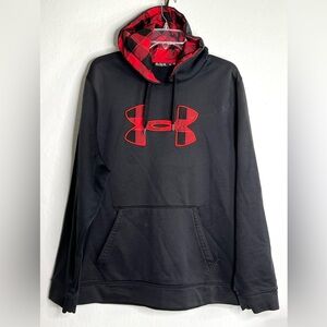 HURLEY MENS BLACK PULLOVER HOODIE WITH BUFFALO PLAID DETAILING SZ. XL   #28